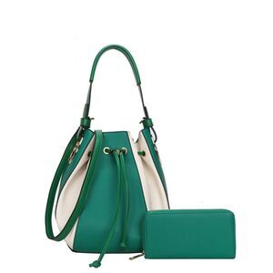 Women's Green Slouchy Drawstring Hobo Bags With Wallet
